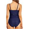 imageHolipick Tummy Control Tankini Swimsuits for Women Bandeau Swimsuits Twist Strapless Tankini Top with Bikini BottomsNavy Blue