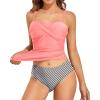 imageHolipick Tummy Control Tankini Swimsuits for Women Bandeau Swimsuits Twist Strapless Tankini Top with Bikini BottomsPink Striped