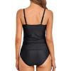 imageHolipick Tummy Control Tankini Swimsuits for Women Bandeau Swimsuits Twist Strapless Tankini Top with Bikini BottomsStripe Black