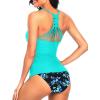 imageHolipick Tummy Control Two Piece Tankini Set Swimsuits for Women V Neck Tankini Top Bathing Suits with Swim BottomAqua and Blue Flower