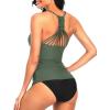 imageHolipick Tummy Control Two Piece Tankini Set Swimsuits for Women V Neck Tankini Top Bathing Suits with Swim BottomArmy Green