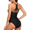 imageHolipick Tummy Control Two Piece Tankini Set Swimsuits for Women V Neck Tankini Top Bathing Suits with Swim BottomBlack and White Plaid