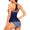 imageHolipick Tummy Control Two Piece Tankini Set Swimsuits for Women V Neck Tankini Top Bathing Suits with Swim BottomBlue Geometric
