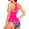 imageHolipick Tummy Control Two Piece Tankini Set Swimsuits for Women V Neck Tankini Top Bathing Suits with Swim BottomColorful Leopard