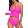 imageHolipick Tummy Control Two Piece Tankini Set Swimsuits for Women V Neck Tankini Top Bathing Suits with Swim BottomHot Pink
