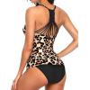 imageHolipick Tummy Control Two Piece Tankini Set Swimsuits for Women V Neck Tankini Top Bathing Suits with Swim BottomLeopard