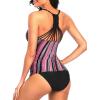 imageHolipick Tummy Control Two Piece Tankini Set Swimsuits for Women V Neck Tankini Top Bathing Suits with Swim BottomPink Diagonal Stripe