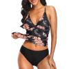 imageHolipick Tummy Control Two Piece Tankini Set Swimsuits for Women V Neck Tankini Top Bathing Suits with Swim BottomPink Floral
