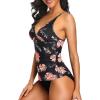 imageHolipick Tummy Control Two Piece Tankini Set Swimsuits for Women V Neck Tankini Top Bathing Suits with Swim BottomPink Floral