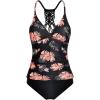 imageHolipick Tummy Control Two Piece Tankini Set Swimsuits for Women V Neck Tankini Top Bathing Suits with Swim BottomPink Floral