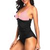 imageHolipick Tummy Control Two Piece Tankini Set Swimsuits for Women V Neck Tankini Top Bathing Suits with Swim BottomPink and Black
