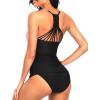 imageHolipick Tummy Control Two Piece Tankini Set Swimsuits for Women V Neck Tankini Top Bathing Suits with Swim BottomPink and Black