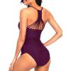 imageHolipick Tummy Control Two Piece Tankini Set Swimsuits for Women V Neck Tankini Top Bathing Suits with Swim BottomPurple