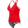 imageHolipick Tummy Control Two Piece Tankini Set Swimsuits for Women V Neck Tankini Top Bathing Suits with Swim BottomRed and Black Flower