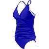 imageHolipick Tummy Control Two Piece Tankini Set Swimsuits for Women V Neck Tankini Top Bathing Suits with Swim BottomRoyal Blue