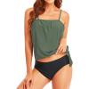 imageHolipick Two Piece Bathing Suit Strapless Tankini Swimsuits for Women Bandeau Swimsuits Blouson Tankini Tops with BottomArmy Green