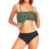 imageHolipick Two Piece Bathing Suit Strapless Tankini Swimsuits for Women Bandeau Swimsuits Blouson Tankini Tops with BottomArmy Green