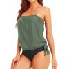 imageHolipick Two Piece Bathing Suit Strapless Tankini Swimsuits for Women Bandeau Swimsuits Blouson Tankini Tops with BottomArmy Green
