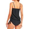 imageHolipick Two Piece Bathing Suit Strapless Tankini Swimsuits for Women Bandeau Swimsuits Blouson Tankini Tops with BottomBlack