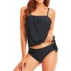 imageHolipick Two Piece Bathing Suit Strapless Tankini Swimsuits for Women Bandeau Swimsuits Blouson Tankini Tops with BottomBlack