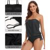 imageHolipick Two Piece Bathing Suit Strapless Tankini Swimsuits for Women Bandeau Swimsuits Blouson Tankini Tops with BottomBlack