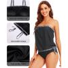 imageHolipick Two Piece Bathing Suit Strapless Tankini Swimsuits for Women Bandeau Swimsuits Blouson Tankini Tops with BottomBlack Geometric
