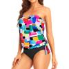 imageHolipick Two Piece Bathing Suit Strapless Tankini Swimsuits for Women Bandeau Swimsuits Blouson Tankini Tops with BottomColor Block