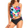 imageHolipick Two Piece Bathing Suit Strapless Tankini Swimsuits for Women Bandeau Swimsuits Blouson Tankini Tops with BottomColor Block