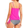 imageHolipick Two Piece Bathing Suit Strapless Tankini Swimsuits for Women Bandeau Swimsuits Blouson Tankini Tops with BottomHot Pink Striped