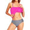 imageHolipick Two Piece Bathing Suit Strapless Tankini Swimsuits for Women Bandeau Swimsuits Blouson Tankini Tops with BottomHot Pink Striped
