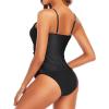 imageHolipick Two Piece Tankini Bathing Suits for Women Tummy Control Swimsuits High Neck Swim Tankini Top with Bikini BottomBlack