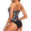 imageHolipick Two Piece Tankini Bathing Suits for Women Tummy Control Swimsuits High Neck Swim Tankini Top with Bikini BottomBlack Floral