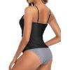 imageHolipick Two Piece Tankini Bathing Suits for Women Tummy Control Swimsuits High Neck Swim Tankini Top with Bikini BottomBlack Striped