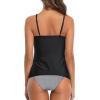 imageHolipick Two Piece Tankini Bathing Suits for Women Tummy Control Swimsuits High Neck Swim Tankini Top with Bikini BottomBlack Striped