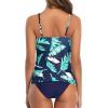 imageHolipick Two Piece Tankini Bathing Suits for Women Tummy Control Swimsuits High Neck Swim Tankini Top with Bikini BottomBlue Leaf