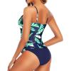 imageHolipick Two Piece Tankini Bathing Suits for Women Tummy Control Swimsuits High Neck Swim Tankini Top with Bikini BottomBlue Leaf