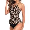 imageHolipick Two Piece Tankini Bathing Suits for Women Tummy Control Swimsuits High Neck Swim Tankini Top with Bikini BottomLeopard