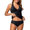 imageHolipick Two Piece Tankini Bathing Suits for Women Tummy Control Swimsuits Sexy V Neck Halter Tankini Top with Bikini BottomBlack