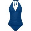 imageHolipick Two Piece Tankini Bathing Suits for Women Tummy Control Swimsuits Sexy V Neck Halter Tankini Top with Bikini BottomBlue