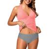 imageHolipick Two Piece Tankini Bathing Suits for Women Tummy Control Swimsuits Sexy V Neck Halter Tankini Top with Bikini BottomPink Striped
