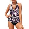imageHolipick Two Piece Tankini Bathing Suits for Women Tummy Control Swimsuits Sexy V Neck Halter Tankini Top with Bikini BottomPurple Floral