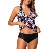 imageHolipick Two Piece Tankini Bathing Suits for Women Tummy Control Swimsuits Sexy V Neck Halter Tankini Top with Bikini BottomPurple Floral