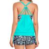 imageHolipick Two Piece Tankini Swimsuits for Women Tummy Control Bathing Suit Blouson Tankini Top with Sporty Boy Shorts 2025Aqua Green