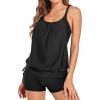 imageHolipick Two Piece Tankini Swimsuits for Women Tummy Control Bathing Suit Blouson Tankini Top with Sporty Boy Shorts 2025Black