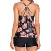 imageHolipick Two Piece Tankini Swimsuits for Women Tummy Control Bathing Suit Blouson Tankini Top with Sporty Boy Shorts 2025Black Floral
