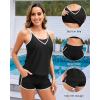 imageHolipick Two Piece Tankini Swimsuits for Women Tummy Control Bathing Suit Blouson Tankini Top with Sporty Boy Shorts 2025Black With Pocket