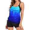 imageHolipick Two Piece Tankini Swimsuits for Women Tummy Control Bathing Suit Blouson Tankini Top with Sporty Boy Shorts 2025Blue Gradient