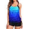 imageHolipick Two Piece Tankini Swimsuits for Women Tummy Control Bathing Suit Blouson Tankini Top with Sporty Boy Shorts 2025Blue Gradient