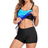 imageHolipick Two Piece Tankini Swimsuits for Women Tummy Control Bathing Suit Blouson Tankini Top with Sporty Boy Shorts 2025Blue Gradient