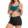 imageHolipick Two Piece Tankini Swimsuits for Women Tummy Control Bathing Suit Blouson Tankini Top with Sporty Boy Shorts 2025Green